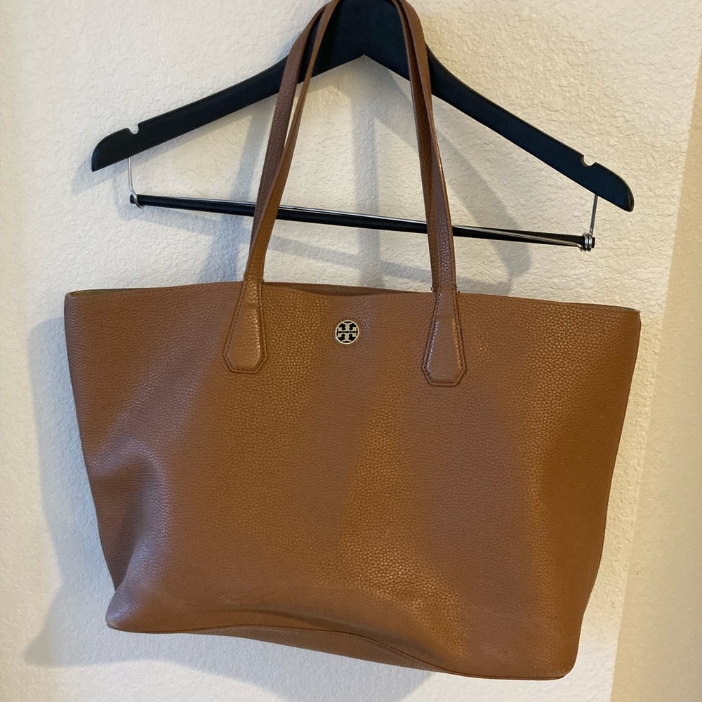 Tory Burch Cognac Pebbled Leather Tote